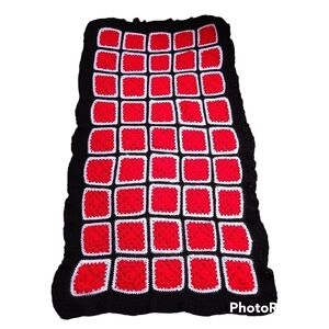 Vintage Granny Square Crochet Couch Blanket
